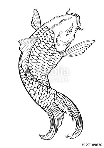 Koi Fish Drawing Tattoo, Japanese Fish Tattoo, Koi Dragon Tattoo, Traditional Japanese Tattoo Flash, Tattoo Perna, Outline Pictures, Tattoo Japanese Style, Koi Tattoo Design, Koi Fish Drawing