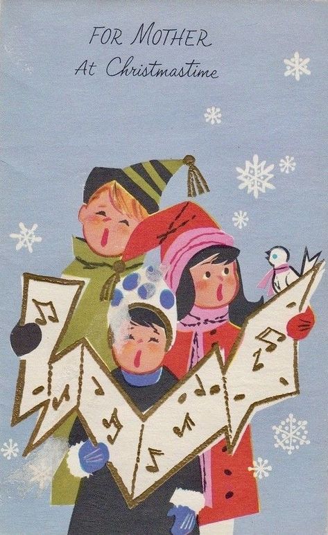 Carolers Illustration, 80s Christmas, Christmas Caroling, Christmas Checklist, Vintage Christmas Toys, Christmas Carolers, Sheet Music Art, Christmas Illustrations, Vintage Christmas Images