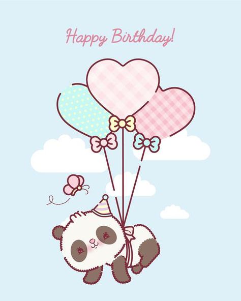 Happy Birthday Cartoon Cute, Cute Birthday Posters, Cute Birthday Wallpaper, Happy Birthday Cartoon Images, Kawaii Happy Birthday, Happy Birthday For Kids, Panda Happy Birthday, Happy Birthday Panda, Baby Birthday Pictures