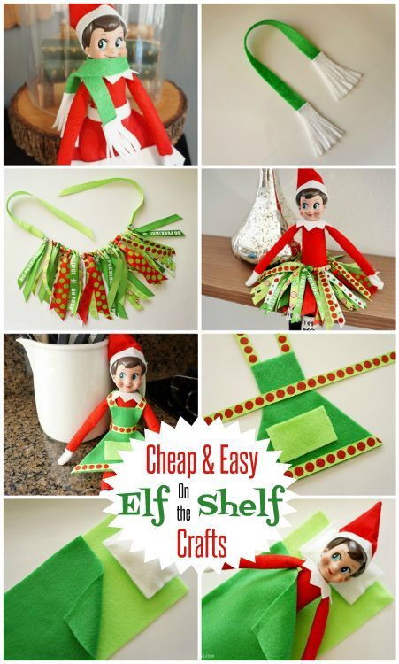 Cheap and Easy No Sew Elf on the Shelf Crafts with Tutorials Elf On The Shelf Crafts, Shelf Crafts, Crafts Cheap, Awesome Elf On The Shelf Ideas, Elf Magic, Xmas Elf, Elf Antics, Elf Fun, Elf Clothes