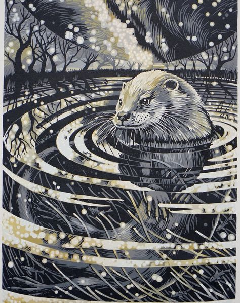 Martin Truefitt-Baker Art (@truefittbakerart) • Фото и видео в Instagram Reflection And Refraction, 10 Picture, Lino Print, Linocut Prints, Free Paper, Shades Of Grey, Otters, Linocut, Picture Show