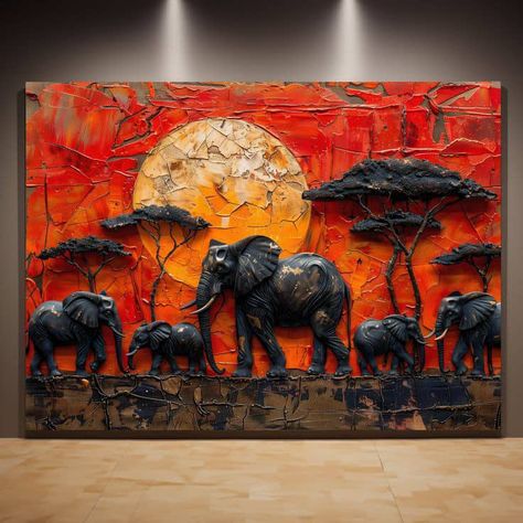 African Canvas Art, Animal Texture, Best Paintings, Frame Living Room, Africa Painting, African Artwork, African Paintings, African Art Paintings, Texture Wall