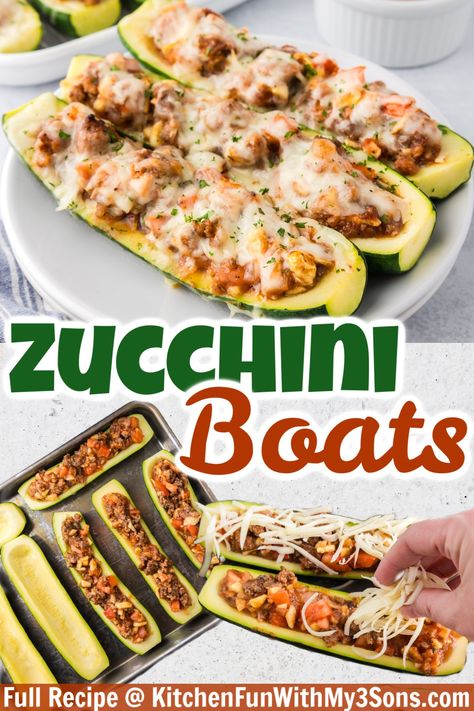 Zucchini Boats Beef, Zucchini Boats Recipe, Zucchini Stuffed, Zucchini Boat Recipes, Green Diet, Stuffed Zucchini Boats, Seasoned Ground Beef, Easy Zucchini Recipes, Cheese Roll