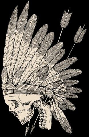 Arrow Indian Skull Tattoos, Indian Skull, Indian Headdress, American Tattoos, Indian Tattoo, Skull Tattoos, Skull And Bones, Native American Art, Skull Art