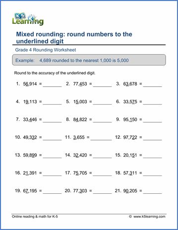 Grade 4 Place Value & Rounding Worksheets - free & printable | K5 Learning Rounding Worksheets, Rounding Decimals, Rounding Numbers, Place Value Worksheets, Math Practice Worksheets, 4th Grade Math Worksheets, Free Kindergarten Worksheets, Free Math Worksheets, Number Worksheets