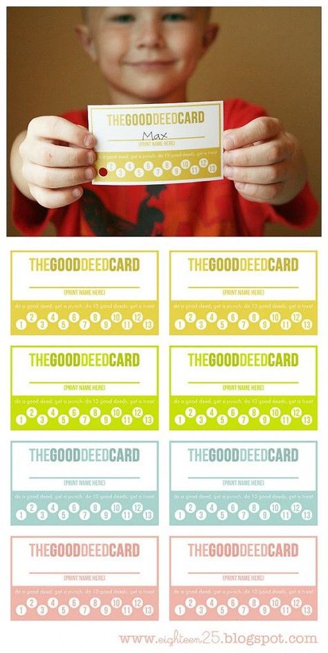 Free printable Good Deed Cards - Punch their card for every good deed and then they get a surprise when their card is full! Behavior Punch Cards, Loyalty Card Template, Parenting Preteens, Card Templates Free, Cub Scouts, Punch Cards, Good Deeds, Mambo, Kids Cards