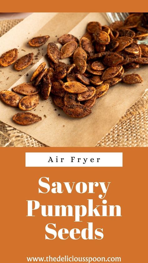 Embrace the versatility of savory air fryer pumpkin seeds! Simple to make, these crunchy delights transform overlooked seeds into a healthy, homemade snack. Seasoned to perfection with every satisfying crunch, a delicious way to utilize every part of the pumpkin. Pumpkin Seeds Recipe Savory, Pumpkin Seed Recipes Baked, Air Fryer Pumpkin Seeds, Savory Pumpkin Seeds, Homemade Pumpkin Seeds, Air Fryer Pumpkin, Pumpkin Seeds Recipe, Savory Pumpkin, Gluten Free Desserts Healthy