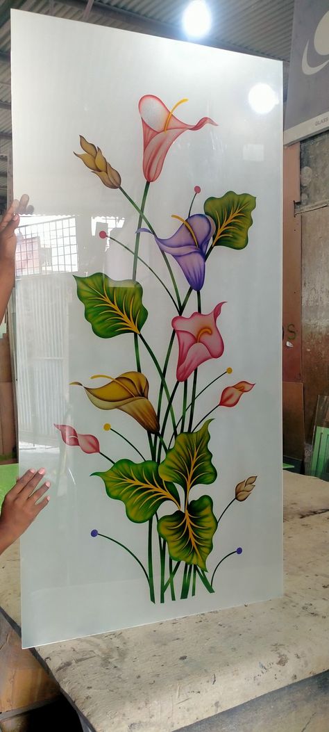 Colour Etching Glass Design, Lcd Wall Design, Sahil Khan, Wall Cladding Designs, Floral Illustration Vintage, Lcd Wall, Etching Designs, Glass Etching Designs, Window Glass Design