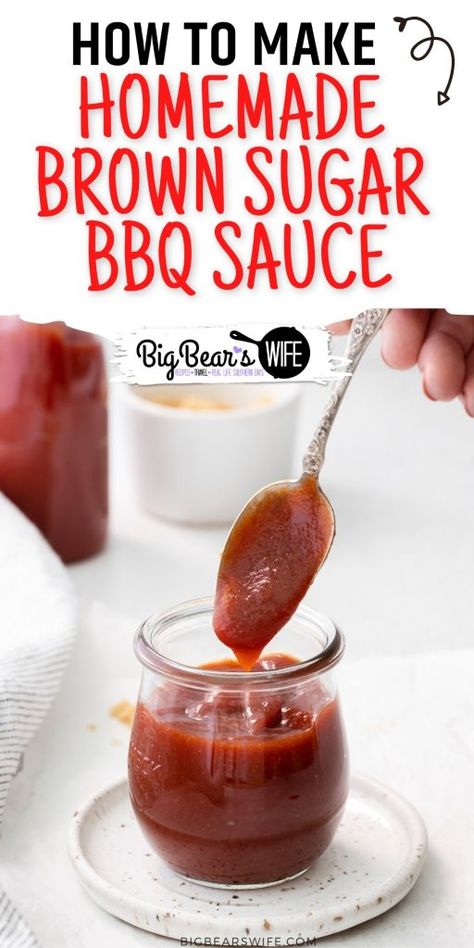 Bbq Rib Sauce, Brown Sugar Bbq Sauce, Homemade Brown Sugar, Bbq Sauce Homemade Easy, Make Bbq Sauce, Homemade Bbq Sauce Recipe, Shredded Bbq Chicken, Rib Sauce, Sweet Bbq Sauce