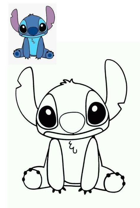 Simple Cartoon Characters To Draw, Easy Cartoon Characters, ليلو وستيتش, Stitch Coloring Pages, Hello Kitty Colouring Pages, Disney Character Drawing, Easy Drawings For Beginners, Easy Cartoon Drawings, Stitch Drawing