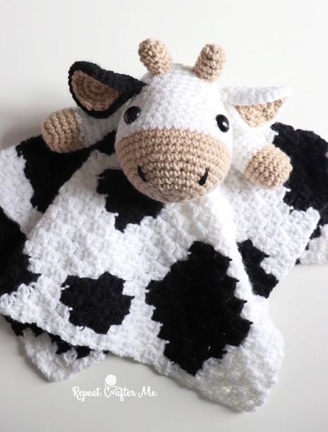 25+ Adorable (and Free) Crochet Lovey Patterns Free Crochet Lovey, Cow Lovey, Lovey Blanket Pattern, Crochet Baby Blanket Tutorial, Diy Crochet Gifts, Fast Crochet, Lovey Pattern, Crochet Lovey