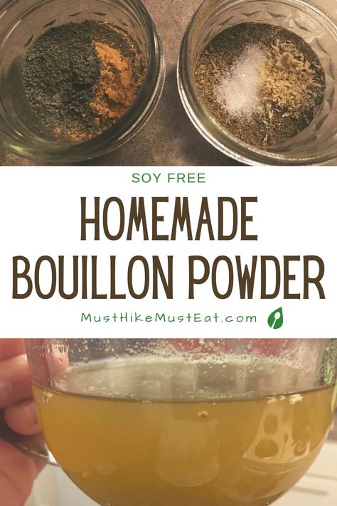 Homemade Bouillon Powder | Must Hike Must Eat Diy Woolite Recipe, Homemade Bullion Powder, Homemade Beef Bullion Powder, Chicken Boullion Recipe, Beef Boullion Powder Recipes, Homemade Bouillon Powder, Diy Boullion Powder, Beef Boullion Recipe, Beef Boullion Recipes