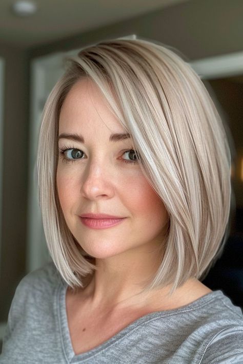 Bob Haircut, Thick Hair, Bob Hairstyles, Blonde Hair, A Woman, Blonde, Hairstyles, Hair Styles, Grey