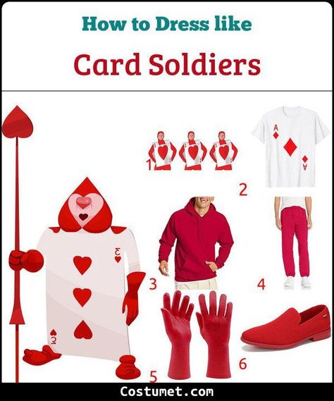 Card Soldier Costume from Alice in Wonderland for Cosplay & Halloween 2023 Alice In Wonderland Mens Costume Diy, Card Soldier Costume, Alice In Wonderland Cards Costume, Card Costume Diy, Alice In Wonderland Card Costume, Alice In Wonderland Card Soldiers, Card Soldiers, Red Queen Costume, Disney Costumes Diy