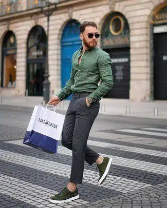 30 Green Shoes Outfits for Men-What to Wear with Green Shoes Green Shoes Outfit Ideas, Green Shoes Outfit, Shoes Outfit Ideas, Floral Shirt Outfit, Suede Jacket Outfit, Green Suede Shoes, Olive Green Shoes, Outfit Ideas Men, Green Shoe