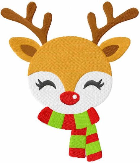 Deer Rudolph in a scarf embroidery design Scarf Embroidery, Stocking Designs, Hippie Van, Cute Presents, Christmas Embroidery Designs, Embroidery Library, Christmas Embroidery, Free Embroidery Designs, Holiday Projects