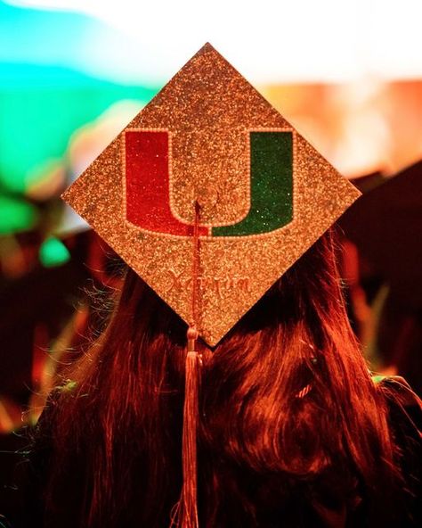 University Of Miami Graduation Cap, Umiami Grad Cap Ideas, Miami University Aesthetic, The University Of Miami, College Dream Board, Umiami College Aesthetic, U Miami Aesthetic, Umiami Student Aesthetic, University Of Miami Aesthetic