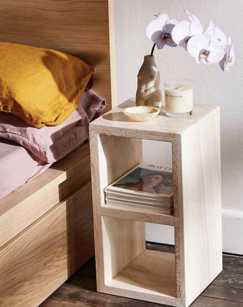 Modern Side Table Bedroom, Apartment Bathroom Design, Sarah Ellison, Bed Threads, Diy Furniture Videos, Diy Side Table, Spiced Pear, Diy Nightstand, Wooden Bedside Table