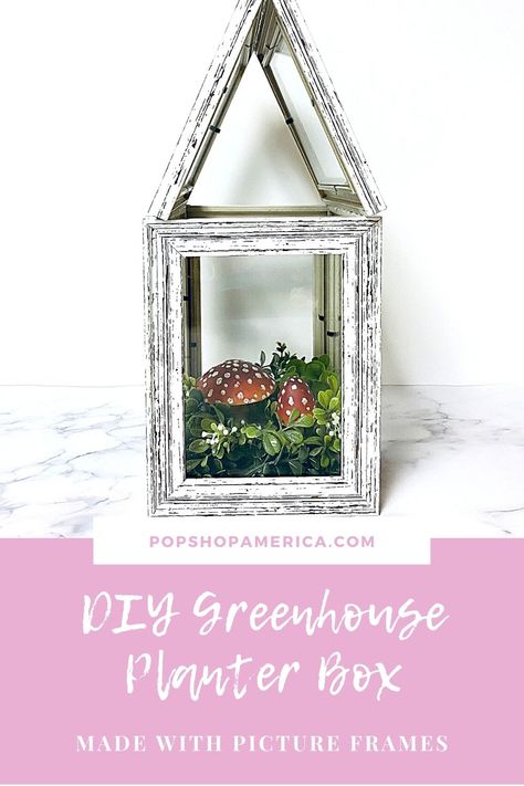 You know I love a good transformation. Nothing’s more exciting than using supplies to create something completely different than how the supplies started out. This DIY Greenhouse Terrarium is made with picture frames! It’s inexpensive to make and it’s the perfect decoration for tabletops, entryways, or other cool spaces. It takes these supplies from ordinary [...] The post DIY Picture Frame Greenhouse Terrarium first appeared on Pop Shop America. Picture Frame Greenhouse, Greenhouse Terrarium, Repurpose Picture Frames, Diy Leaf Garland, Greenhouse Pictures, Diy Picture Frame, Framed Plants, Diy Leaves, Small Greenhouse