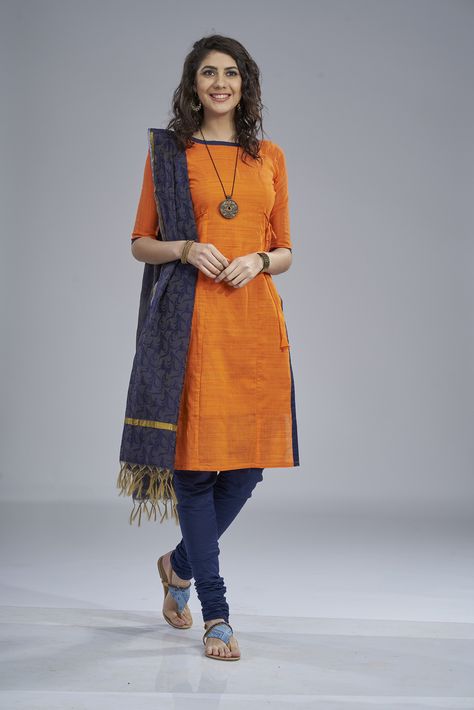 Orange salwar- synthetic top,cotton- bottom,synthetic -duppatta..   more details call or text :7736502110 Orange Churidar, Churidar Design, Chudi Designs, Chudidhar Designs, Ruby Necklace Designs, Chudidhar Neck Designs, Suit Neck Designs, Stylish Kurtis, Kurtis Tops