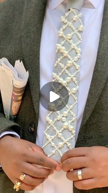 Upcycling Ties, Queer Formal, Tie Upcycle, Upcycle Ties, Upcycle Shoes, Tie Embroidery, Fancy Tie, Beads Clothes, Tie Ideas