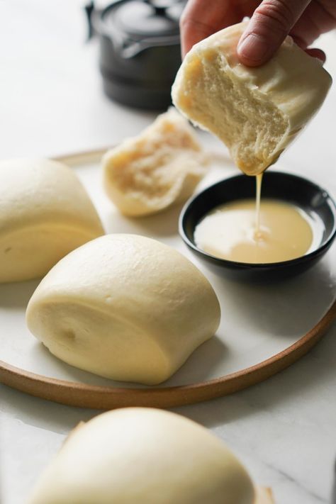 Mantou Recipe (Fluffy Chinese Steamed Buns) - Hungry Huy Chinese Bread Recipe, Mantou Recipe, Chinese Bread, Asian Buns, Chinese Steamed Buns, Steam Buns Recipe, Steamed Bread, Zhou Dynasty, Bao Buns