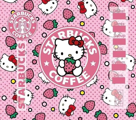 Coffee Sublimation, Starbucks Design, Sublimation Ideas Projects Inspiration, Kpop Diy, Kitty Images, Vinyl Tumblers, Hello Kitty Backgrounds, Hello Kitty Halloween