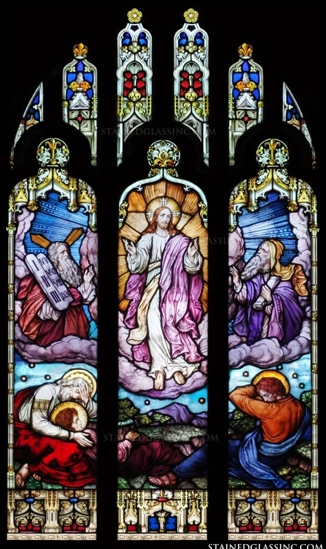 "Transfiguration Window" Religious Stained Glass Window Mount Of Transfiguration, Catholic Church Stained Glass, Stained Glass Religious, Stained Glass Windows Church, Stained Glass Church, Cathedral Architecture, Christian Images, Church Windows, Church Architecture