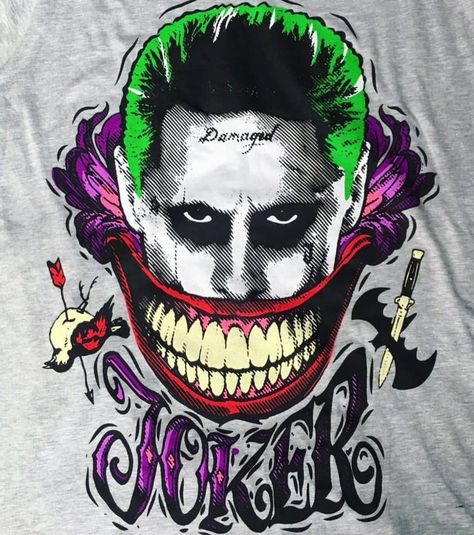 Joker Tattoo Suiced Squad, Suiced Squad, Bicycle Paint Job, Harley Quinn Tattoo, Leto Joker, Joker Drawings, Joker Poster, Joker Costume, Joker Artwork