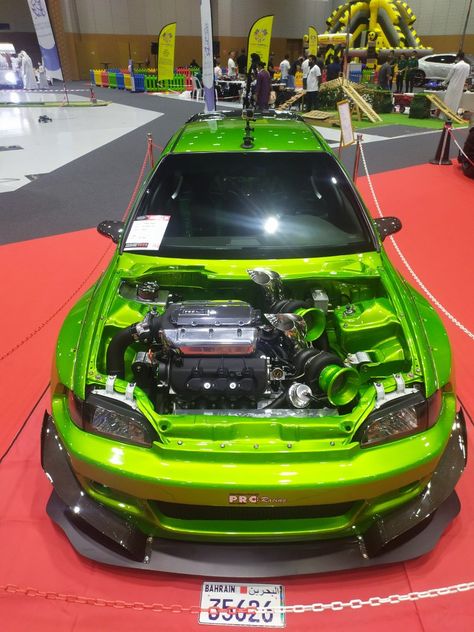 Modifications honda civic| supercharged| twin turbo| green wrap stock |engine carbon fibre