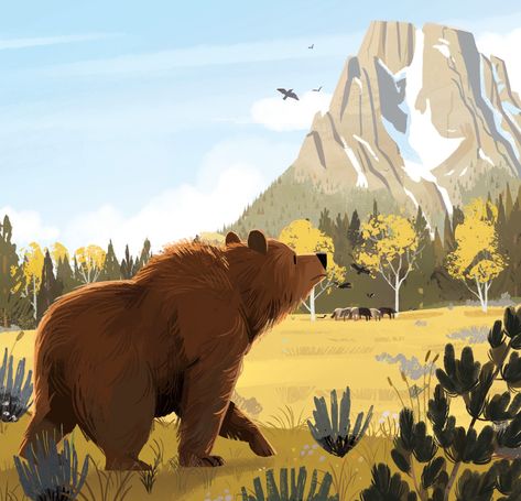 Bear Facts, Kim Smith, 동화 삽화, Mountain Illustration, Picture Books Illustration, Bear Illustration, Forest Illustration, Book Illustration Art, Oita