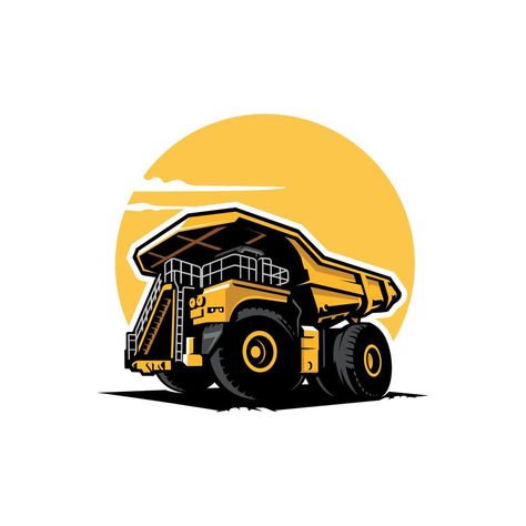 dump truck, mining truck illustration logo vector Mining Logo, Truck Illustration, Mining Truck, Machine Art, Construction Logo Design, Dumper Truck, Car Vector, Construction Logo, Illustration Logo