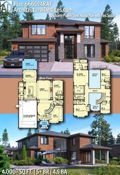 22 Awesome 2000 Sq Ft Modern House Plans  Collection Check more at https://prestasjonsledelse.net/2000-sq-ft-modern-house-plans/ Modern House Floor Plans, Prairie House, Prairie Style Houses, Casa Country, Casas The Sims 4, Sims House Plans, Casas Coloniales, House Modern, Modern House Plan