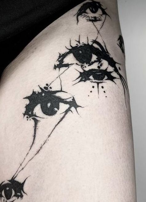 Goth Tattoo Ideas, Illusion Tattoo, Goth Tattoos, Maching Tattoos, Eyeball Tattoo, Optical Illusion Tattoos, Illusion Tattoos, Tattoo Dark, Grunge Tattoo