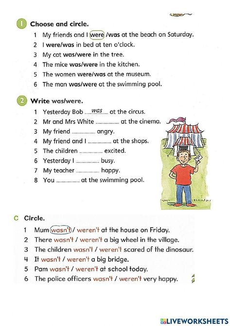 Was were Verb To Be Past, Simple Past Tense Worksheet, Past Tense Worksheet, English Conversation Learning, Teach English To Kids, Simple Past Tense, Vocabulary Lessons, Learning English For Kids, 2nd Grade Worksheets