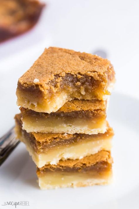 These Butter Tart Squares are so sweet and gooey -- a shortbread crust makes these so easy and SO good! So much quicker than butter tarts. #baking #dessert #recipes #Christmas Unsalted Butter Recipes, Easy Squares Recipe 3 Ingredients, Buttertart Squares, Baking Squares, Butter Tart Squares, Butter Tart, Dessert Squares, A Glass Of Milk, Square Recipes