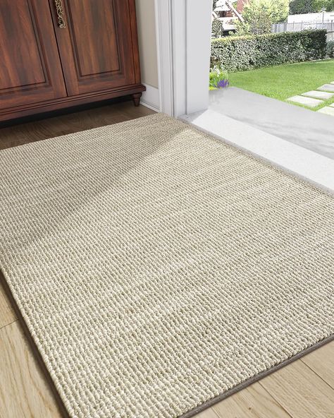 PRICES MAY VARY. Safe and Durable Door Mat: Made with high-quality, eco-friendly materials, this front door mat is designed to last. The premium wool polyester blend and polypropylene materials make for a dense and delicate surface that is odorless and skin-friendly, providing a comfortable feeling underfoot. This floor mat is kid and pet-friendly and can withstand everyday wear and tear. Trap Dirt and Moisture: DEXI door mats effectively trap dirt and moisture, keep your home clean and warm. Th Sliding Door Rug Ideas, Garage Entry Rug, Entrance Carpet Entryway, Entryway Carpet Front Doors, Hallway Rugs Ideas Entryway, Indoor Entryway Rug Double Door, Inside Door Rug, Shoe Mat Entryway, Fromt Door Rug