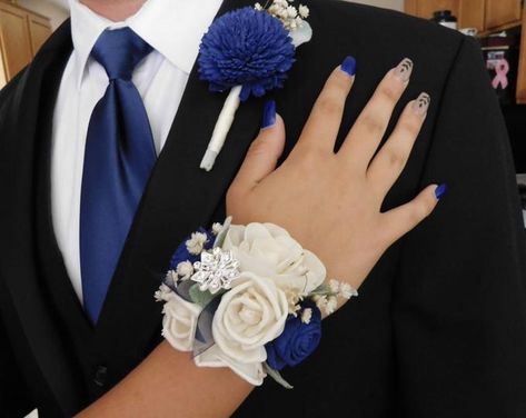 Whimsical Collection Wood Flower Boutonnière or Wriat Corsage | Etsy Prom Flowers Bouquet, Prom Flowers Corsage, Blue Corsage, Prom Corsage And Boutonniere, Wrist Corsage Prom, Corsage And Boutonniere Set, Wood Flower Bouquet, Corsage And Boutonniere, Navy Blue Flowers