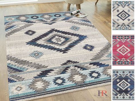 Native American Rug, Aqua Bedding, Rugs 8x10, Native American Patterns, Southwestern Patterns, Southwestern Rug, American Modern, Navy Rug, 8x10 Rugs