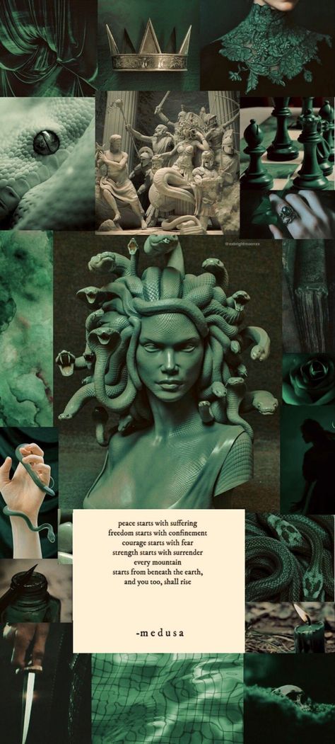 Green Medusa Aesthetic, Medusa Art Wallpaper, Medusa Art Aesthetic, Greek Goddess Wallpaper Aesthetic, Medusa Background Wallpaper, Medusa Phone Wallpaper, Medusa Archetype, Medusa Greek Mythology Art, Medusa Astethic