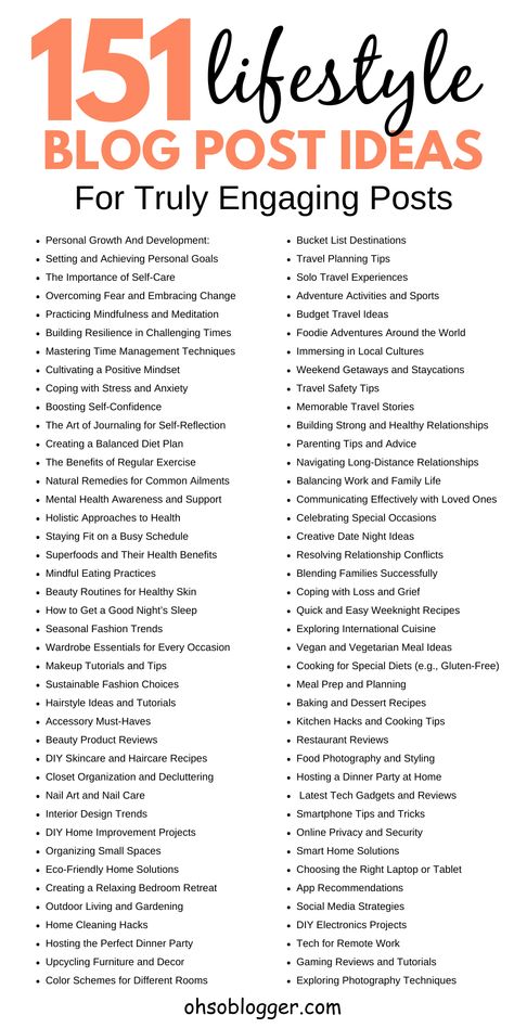 Text reads 151 Lifestyle Blog Post Ideas For Truly Engaging Posts! Topics For Blog Writing, How To Make Blog Ideas, First Blog Post Ideas Lifestyle, Lifestyle Blog Ideas Instagram, Personal Blog Post Ideas Instagram, Daily Blog Post Ideas, Lifestyle Blog Content Ideas, Blog Ideas Topics Writing Prompts, Artist Blog Post Ideas