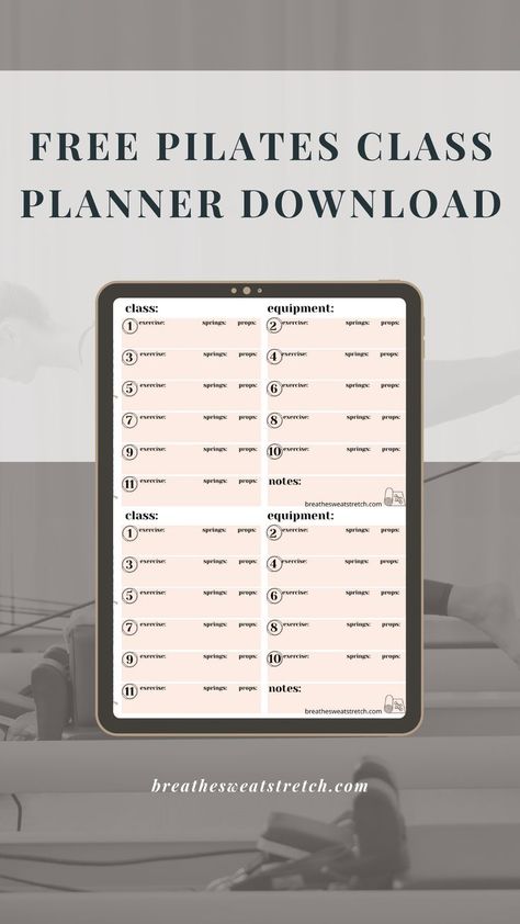 A free printabl PDF for planning a Pilates class. Pilates Teacher Training, Class Planner, Pilates Teacher, Pilates Training, Pilates Instructor, Teacher Training, Working On Myself, Pilates, Free Printables