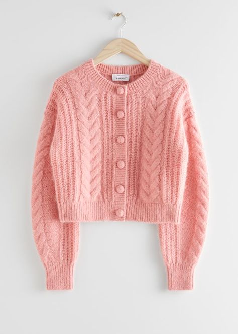 & Other Stories - The winter shop Cardigan Design, Sweater Trends, Pink Cardigan, Cable Knit Cardigan, Cardigan Sweaters For Women, Sweater Design, Fashion Story, Cropped Cardigan, Crochet Sweater