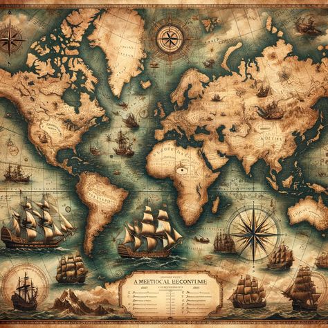 Old Maps Aesthetic, Ancient Map Aesthetic, Old World Maps Vintage, Background For Poetry Writing, Medieval Maps, Pirate Map, Maps Aesthetic, Cracked Wallpaper, Instagram Design Creative