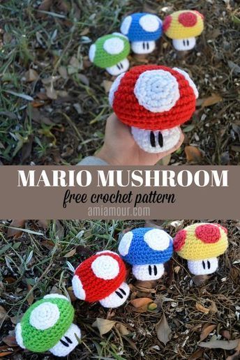 Mario Mushroom Amigurumi Crochet Pattern Mushroom Patterns, Mushroom Amigurumi, Mario Crochet, Crochet Beginners, Idee Babyshower, Mushroom Pattern, Crochet Geek, Crochet Mushroom, Beginner Crochet Tutorial