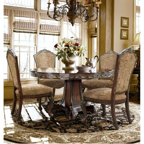 Old World Dining Room, Traditional Tapestry, Formal Dining Room Table, 60 Round Dining Table, Round Dining Room Sets, Traditional Dining Tables, Round Dining Table Sets, Dining Table Sets, Tuscan Decor