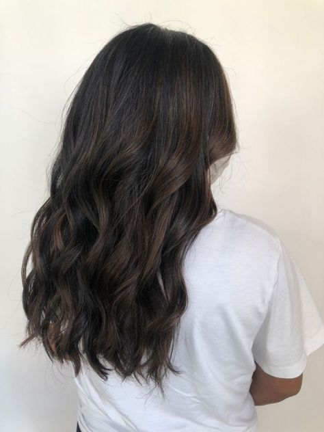 Dark Brown Hair With Babylights, Brown Balayage Dark, Hair With Babylights, Brown Hair With Babylights, Brown Balayage On Black Hair, Brown Balayage Short, Balayage Dark Brown Hair, Balayage On Black Hair, Black Hair With Brown Highlights