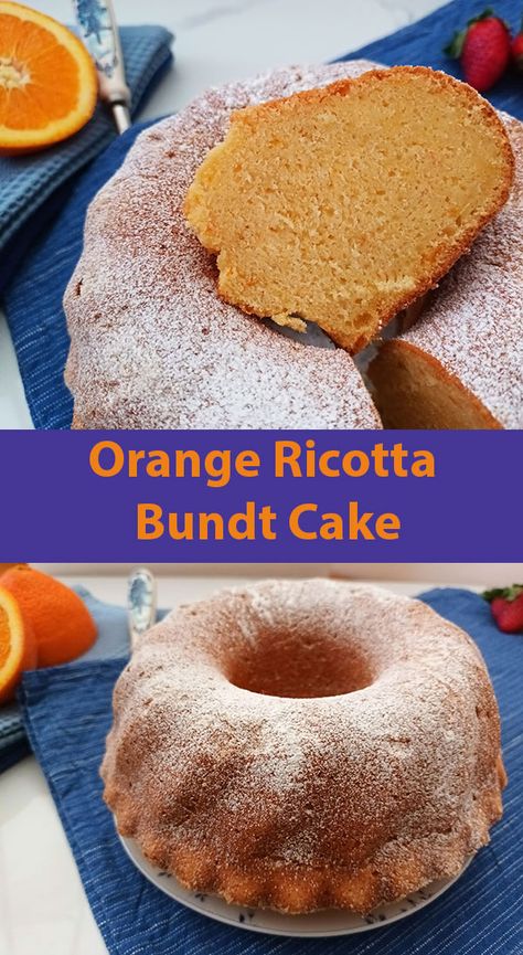 Orange Ricotta Company Cake, Tangerine Ricotta Cake, Italian Orange Ricotta Cake, Ricotta Orange Cake, Orange Ricotta Cake, Ricotta Bundt Cake, Flavored Cakes, Orange Ricotta, Ricotta Cake Recipes