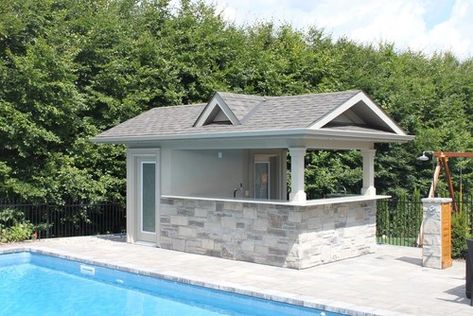 25 Impressive Pool Shed Ideas Pool Shed With Bar, Pool Shed Ideas, Backyard Bar Shed, Outdoor Pool House, Pool Sheds, Pool House Shed, Pool Shed, Pool House Designs, Bar Shed