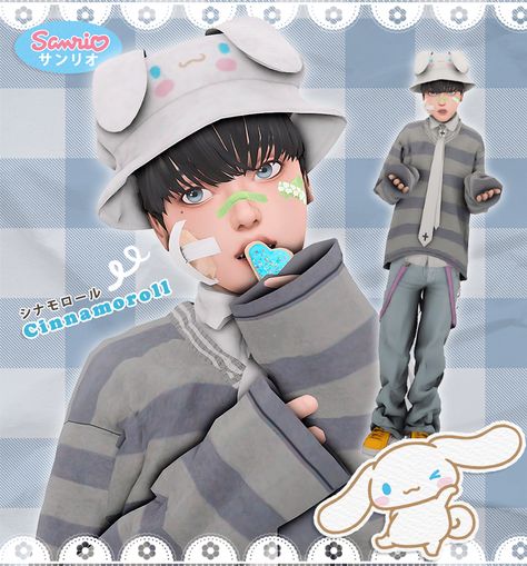 cinnamoroll (boy.ver) 🍥 - : cream / kr Sims 4 Cc Hello Kitty Clothes Male, Sims 4 Cc Korean Male Clothes, Sims 4 Male Ccs, The Sims 4 Cc Mens Clothes, Kawaii Sims 4 Cc Clothing Male, Sims 4 Cinnamoroll Cc, Sims 4 Cinnamoroll, Sims4 Boy Clothes, Sims 4 Infant Cc Clothing Male